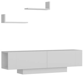Móvel de TV "Ekol" com Prateleiras de Parede – Branco - 150x31.5x40 cm