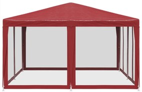 Tenda p/ festas c/ 8 paredes laterais malha 4x4 m PEAD vermelho