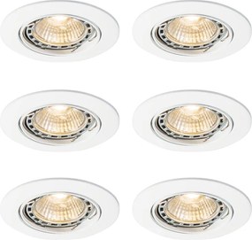 Conjunto de 6 focos embutidos modernos brancos inclináveis GU10 50mm - Edu