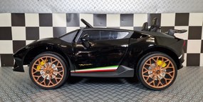 Carro elétrico para crianças Lamborghini Huracan 24 V 4x4, 2 Lugares, rodas borracha, assento pele Preto metalizado
