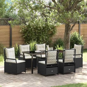 vidaXL Mesa de Jantar de Jardim 7 Peças Preto Rattan
