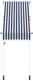 Toldo retrátil manual 100 cm riscas azuis e brancas