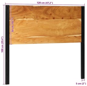 Cabeceira de cama 120 cm madeira de acácia maciça/ferro