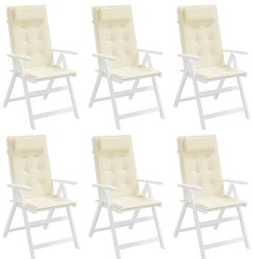 Almofadões p/ cadeira encosto alto 6pcs tecido oxford cor creme