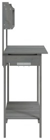 Mesa de cultivo com pia 147,5x44x139,5 cm abeto maciço cinzento