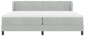 Cama Box Com Colchão Cinza Claro 200x200 cm Veludo
