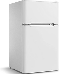 HOMCOM Mini frigorífico com compartimento congelador 2-portas com termostato ajustável Pequeno frigorífico para bebidas 90L Branco | Aosom Portugal