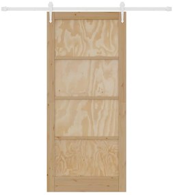 Porta Deslizante vidaXL com Conjunto de Ferragens 93x211 cm Madeira Só