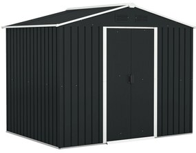 Outsunny Abrigo de Jardim de 3,6 m² 236x174x190 cm para Armazenamento de Ferramentas com Portas e 4 Janelas de Ventilação Cinza | Aosom Portugal
