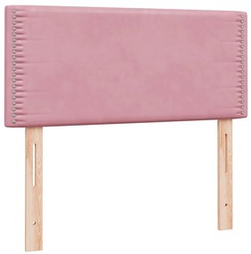 Cama com molas/colchão 100x220 cm veludo Rosa