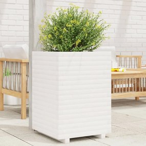 vidaXL Vaso/floreira de jardim 50x50x72 cm pinho maciço branco