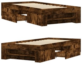Estrutura cama s/ colchão derivados de madeira carvalho fumado