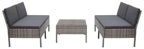 vidaXL 5 pcs conjunto sofás de jardim c/ almofadões vime PE cinzento