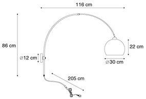 LED Lâmpada de arco de parede inteligente em aço com abajur branco incl. Wifi A60 - Arco Art Deco,Moderno,Retro