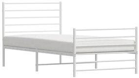 Estrutura de cama com cabeceira e pés 100x200 cm metal branco