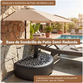 Base para guarda-sol semicircular reenchível com água e areia 27 kg compatível com postes de 40/48,5 mm para relva e piscina, preta