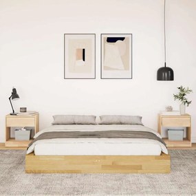 Estrutura de cama sem colchão 135x190 cm de madeira de carvalho