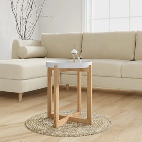 vidaXL Mesa de centro 41x41x48,5 cm deriv. madeira/pinho maciço branco