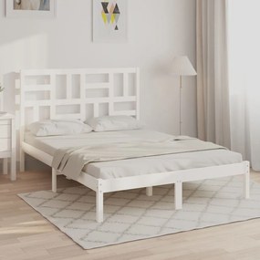 Estrutura de cama 140x200 cm madeira maciça branco