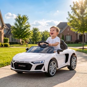 Carro Elétrico Infantil 2 a 5 anos Audi R8 Spider 12 V com Comando 2,4 GHz 2 Motores e Suspensão Traseira Branco