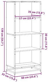 Estante 60x35x139 cm derivados de madeira cinzento sonoma