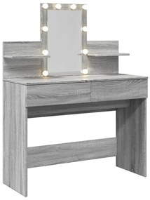 Toucador com LEDs 100x40x130 cm sonoma cinza