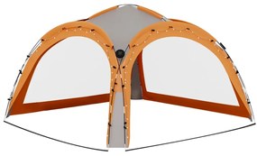 Tenda festas LED 4 paredes laterais 3,6x3,6x2,3 m cinza/laranja