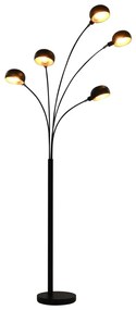 vidaXL Candeeiro de pé alto 200 cm 5 x E14 preto e dourado