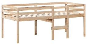 Cama alta com telhado 90x190 cm pinho maciço castanho-mel