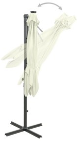 Guarda-sol jardim cantilever c/ poste e luzes LED 250 cm areia