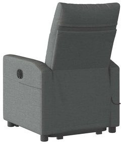 Poltrona elevatória de massagens tecido cinzento-escuro