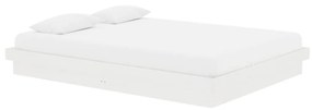 Estrutura de cama casal 135x190 cm madeira maciça branco