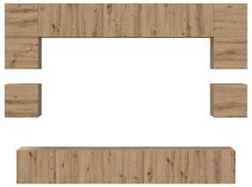 Conjunto de móvel de TV com prateleira 8 pcs carvalho artisiano
