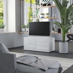 vidaXL Móvel de TV 80x34x36 cm derivados de madeira branco brilhante