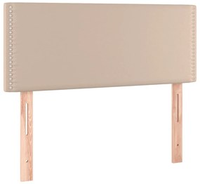 Cama box spring c/ colchão/LED 90x190cm couro artif. cappuccino