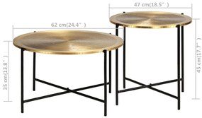 Conjunto de mesas 2 pcs MDF revestido a latão