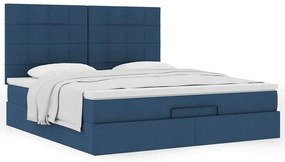Estrutura de cama otomana com colchão 160x200 cm tecido azul