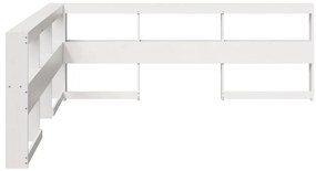 Estante cabeceira forma de L 200 cm madeira pinho maciça branco