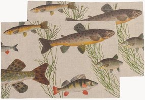 Individuais de mesa em linho Freshwater Fish, conjunto de 2