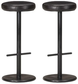 vidaXL Bancos de bar 2 pcs couro genuíno preto