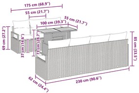 Conjunto de Sofá de Jardim 8 pcs Bege e Cinza Grande