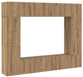 Conjunto de móvel de TV com prateleira 8 pcs carvalho artisiano