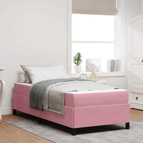 vidaXL Estrutura da Cama com colchão Rosa 100 x 200 cm tecido