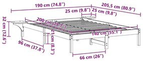 Estrutura de cama com mesas de cabeceira Castanho 140 x 200 cm