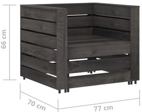 2 pcs conjunto lounge jardim em paletes pinho impregnado cinza