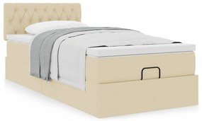 Cama otomana com colchão 100x200 cm tecido creme