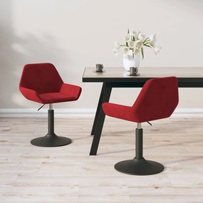 vidaXL Cadeiras de jantar giratórias 2 pcs veludo vermelho tinto