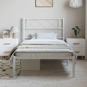 Estrutura de cama com cabeceira 100x200 cm metal branco