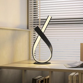 Candeeiro de mesa de design contemporâneo - candeeiro de mesa em espiral - dim. 21 x 15 x 43 cm - alumínio preto, LED branco quente