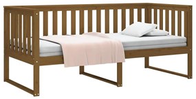 Sofá-cama 90x190 cm madeira de pinho maciça castanho mel